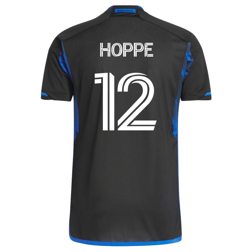 Mujer Camiseta Matthew Hoppe #12 Azul Negro 1ª Equipación 2023/24 La Camisa Argentina