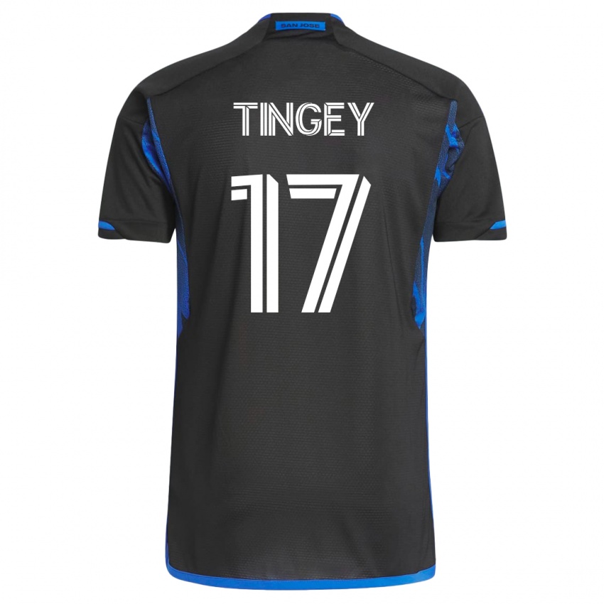 Mujer Camiseta Keegan Tingey #17 Azul Negro 1ª Equipación 2023/24 La Camisa Argentina