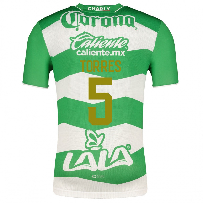 Mujer Camiseta Felix Torres #5 Verde 1ª Equipación 2023/24 La Camisa Argentina