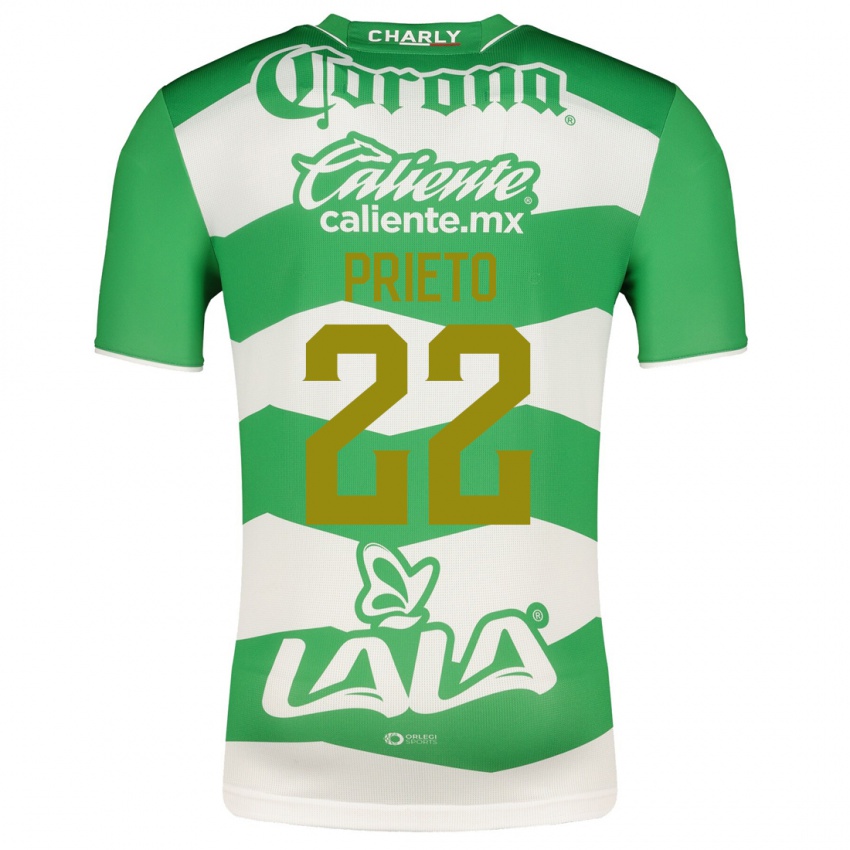 Mujer Camiseta Ronaldo Prieto #22 Verde 1ª Equipación 2023/24 La Camisa Argentina