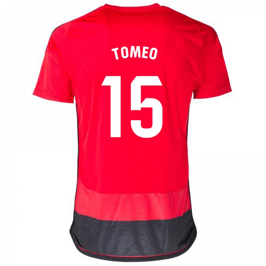 Mujer Camiseta Pablo Tomeo #15 Negro Rojo 1ª Equipación 2023/24 La Camisa Argentina