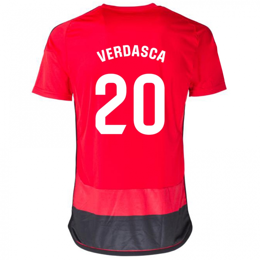 Mujer Camiseta Diogo Verdasca #20 Negro Rojo 1ª Equipación 2023/24 La Camisa Argentina