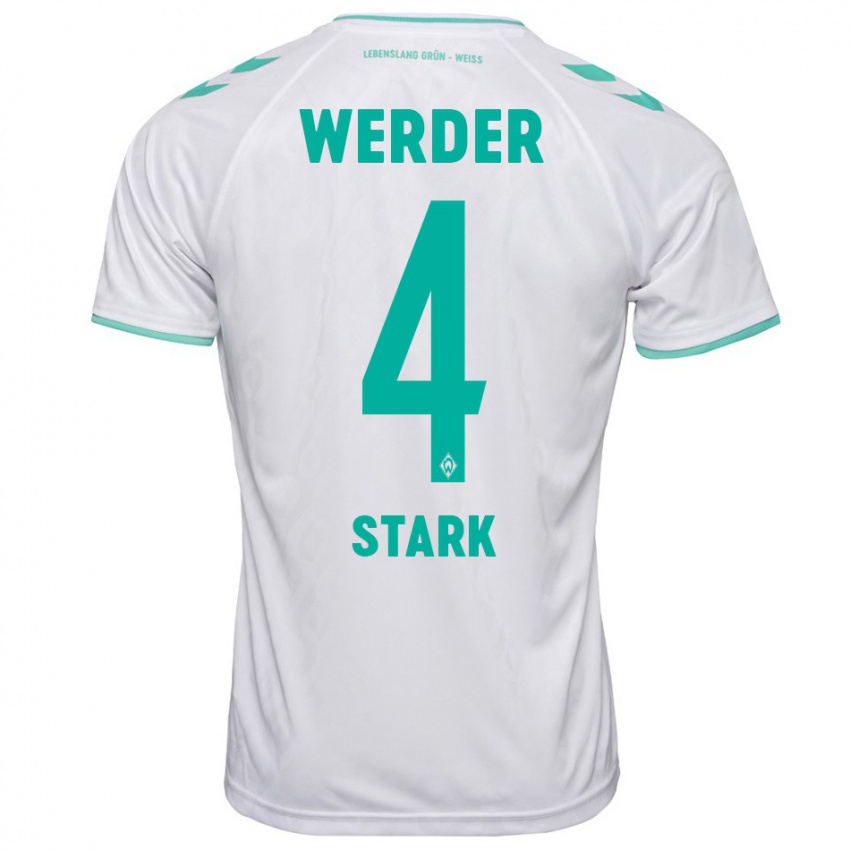 Mujer Camiseta Niklas Stark #4 Blanco 2ª Equipación 2023/24 La Camisa Argentina