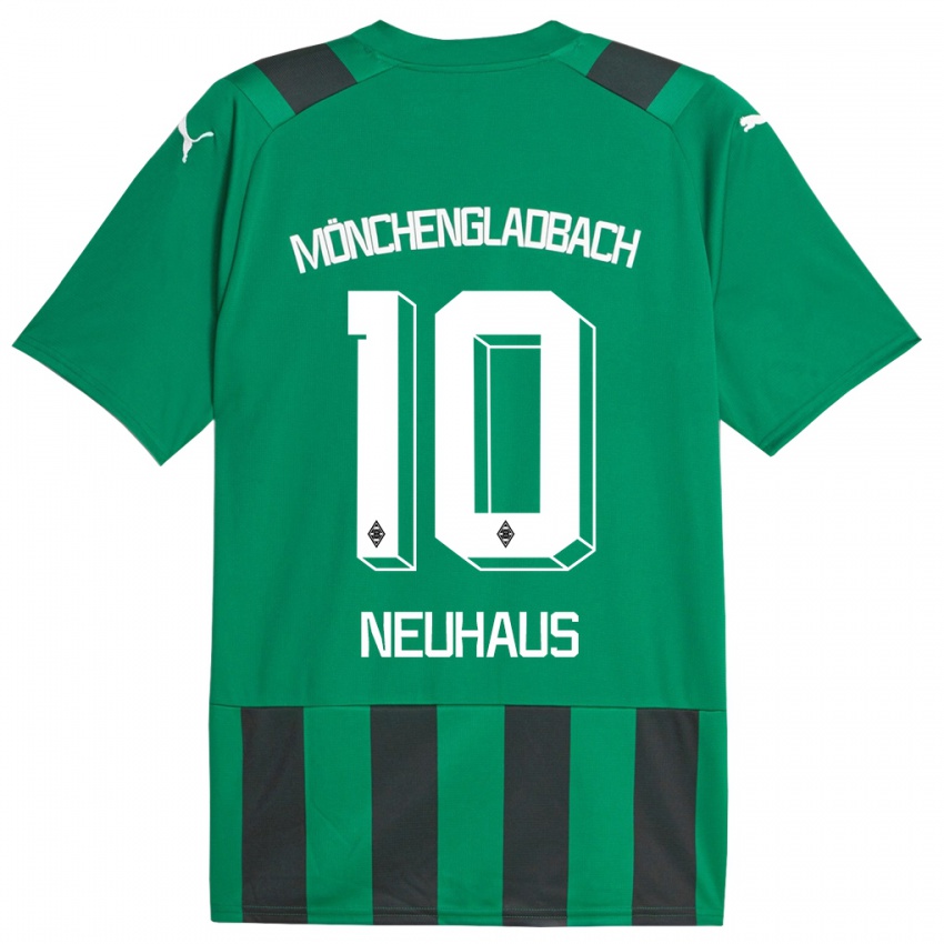 Mujer Camiseta Florian Neuhaus #10 Verde Negro 2ª Equipación 2023/24 La Camisa Argentina