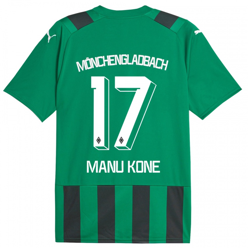 Mujer Camiseta Manu Kone #17 Verde Negro 2ª Equipación 2023/24 La Camisa Argentina