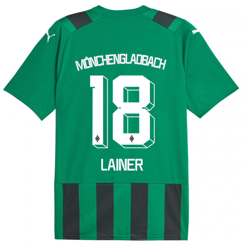 Mujer Camiseta Stefan Lainer #18 Verde Negro 2ª Equipación 2023/24 La Camisa Argentina