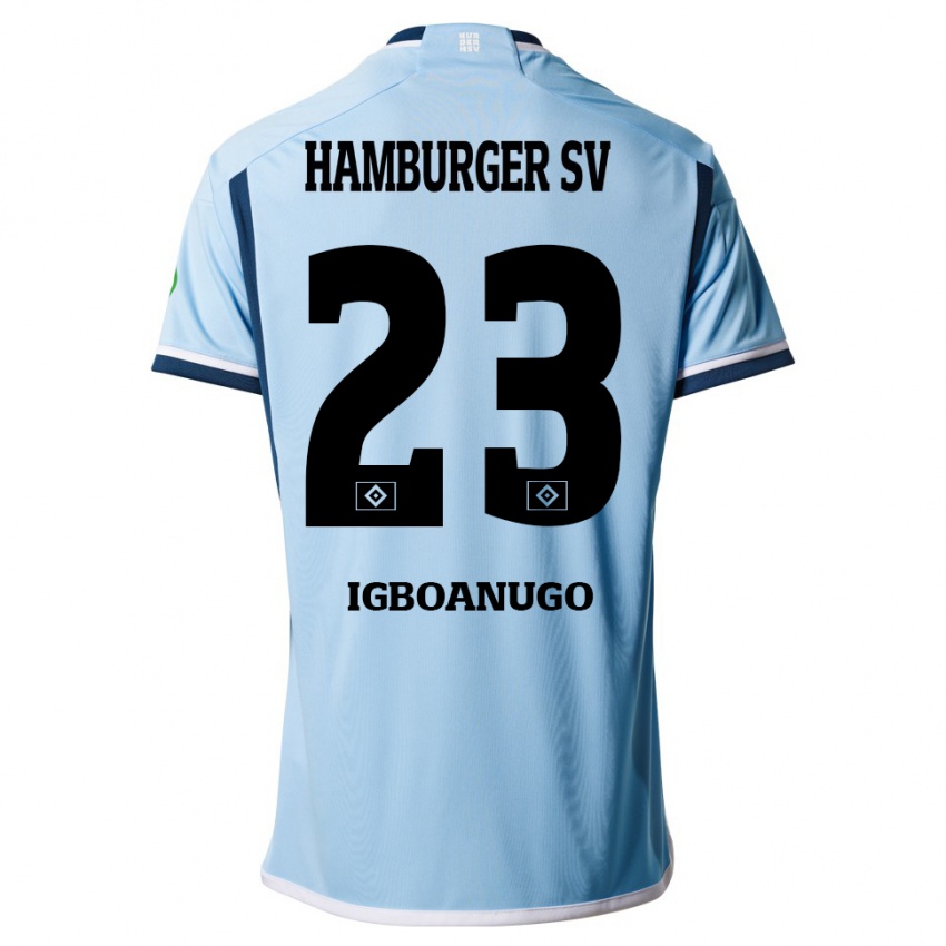 Mujer Camiseta David Igboanugo #23 Azul 2ª Equipación 2023/24 La Camisa Argentina