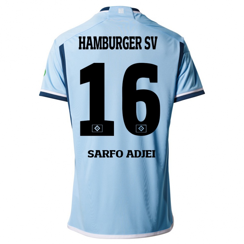 Mujer Camiseta Maximilian Sarfo-Adjei #16 Azul 2ª Equipación 2023/24 La Camisa Argentina