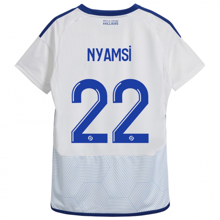Mujer Camiseta Gerzino Nyamsi #22 Blanco 2ª Equipación 2023/24 La Camisa Argentina