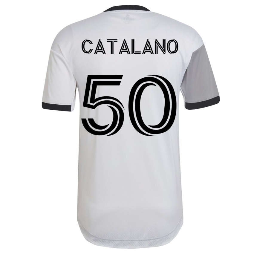 Mujer Camiseta Gianluca Catalano #50 Blanco 2ª Equipación 2023/24 La Camisa Argentina
