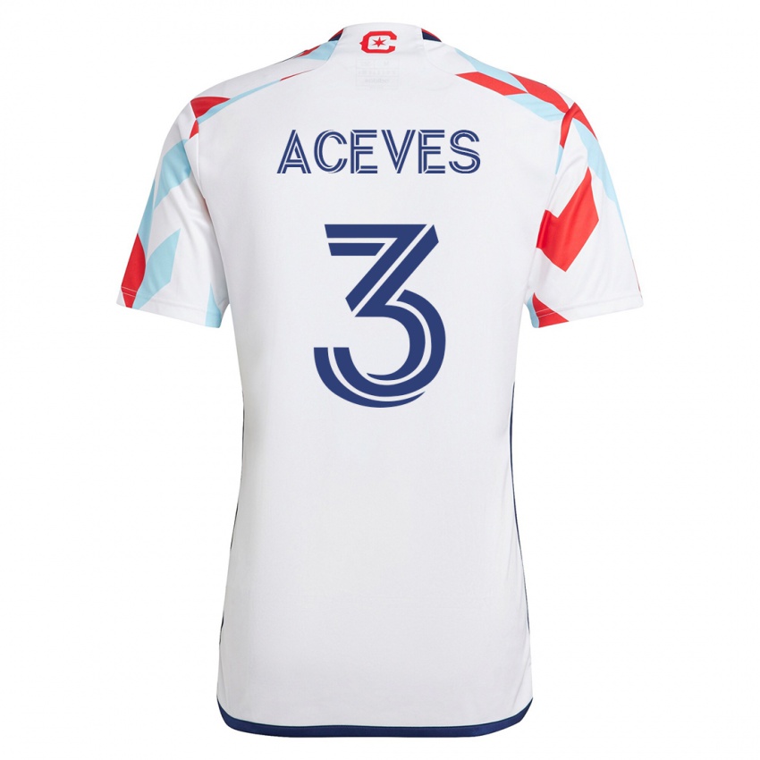 Mujer Camiseta Alonso Aceves #3 Blanco Azul 2ª Equipación 2023/24 La Camisa Argentina