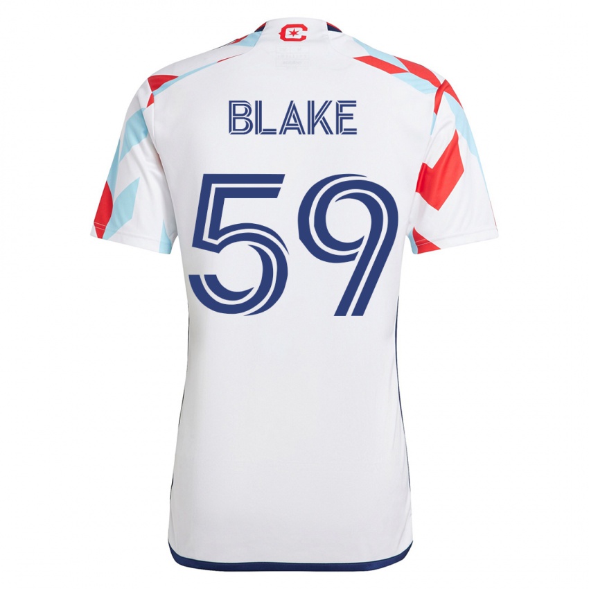 Mujer Camiseta Romain Blake #59 Blanco Azul 2ª Equipación 2023/24 La Camisa Argentina