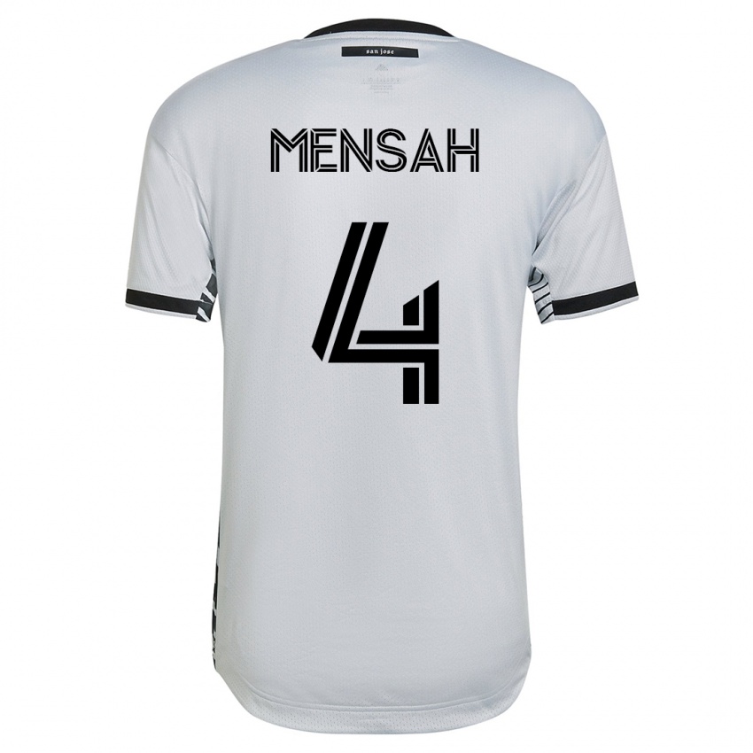 Mujer Camiseta Jonathan Mensah #4 Blanco 2ª Equipación 2023/24 La Camisa Argentina