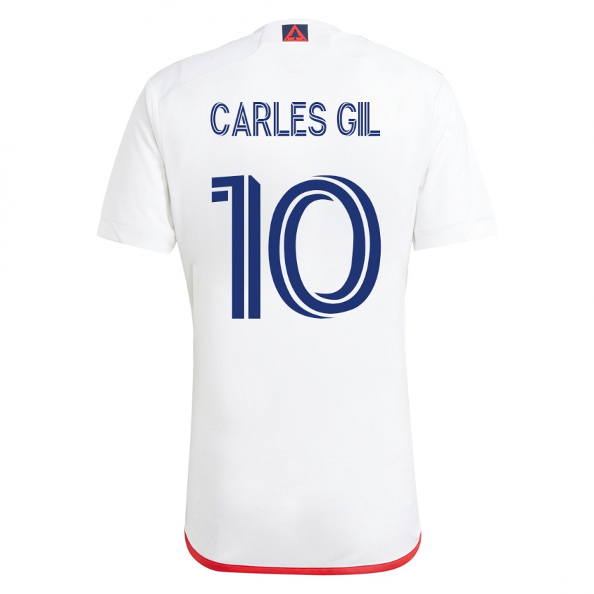 Mujer Camiseta Carles Gil #10 Blanco Rojo 2ª Equipación 2023/24 La Camisa Argentina