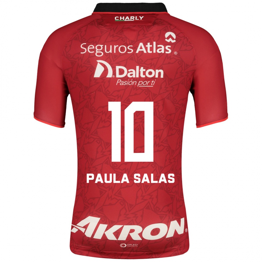 Mujer Camiseta María Paula Salas #10 Rojo 2ª Equipación 2023/24 La Camisa Argentina