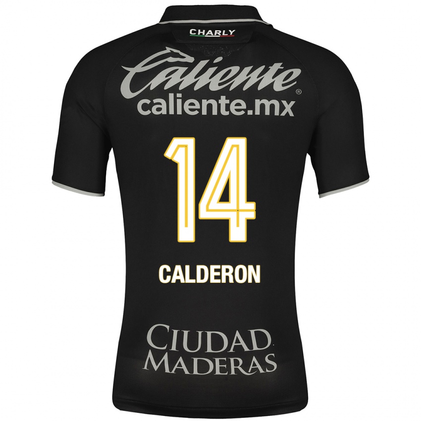 Mujer Camiseta Daniela Calderón #14 Negro 2ª Equipación 2023/24 La Camisa Argentina