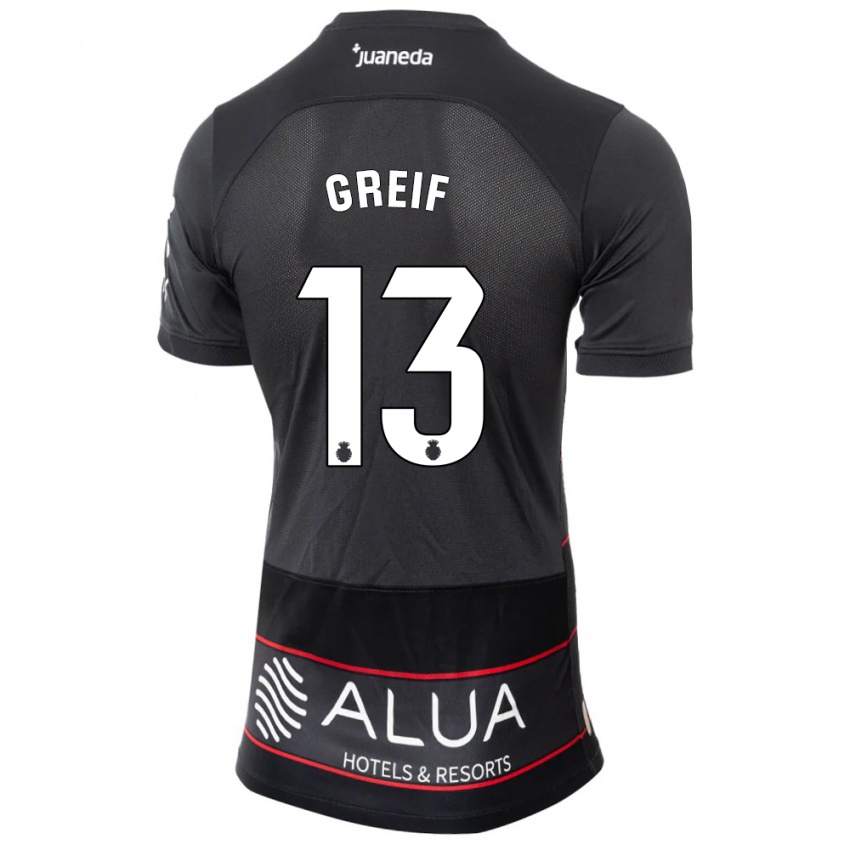 Mujer Camiseta Dominik Greif #13 Negro 2ª Equipación 2023/24 La Camisa Argentina