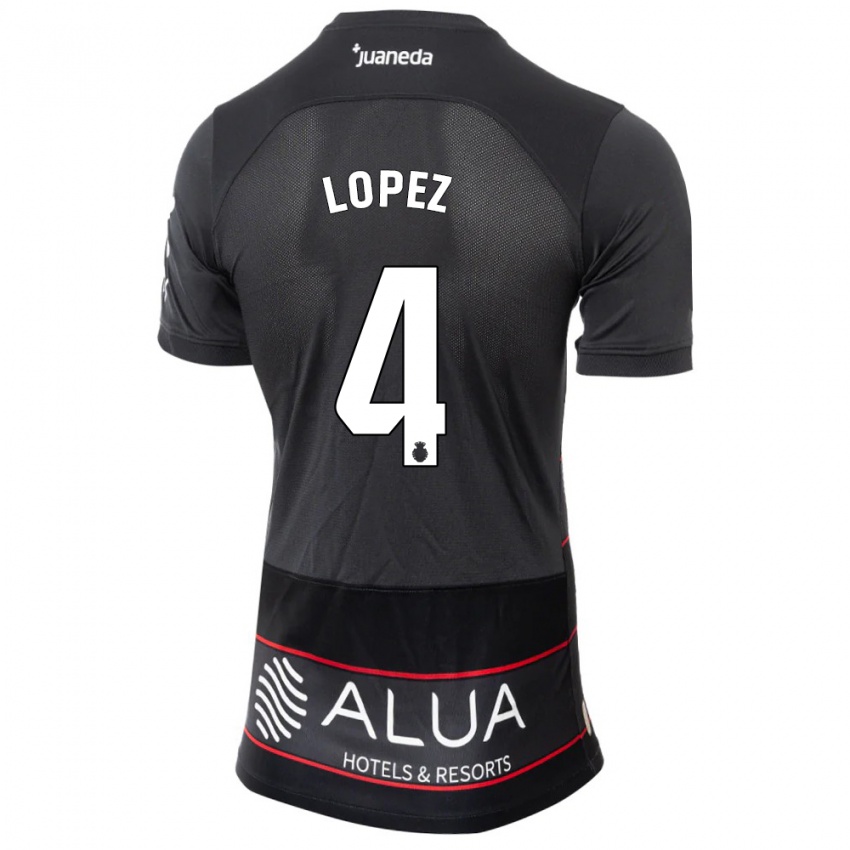 Mujer Camiseta David López #4 Negro 2ª Equipación 2023/24 La Camisa Argentina