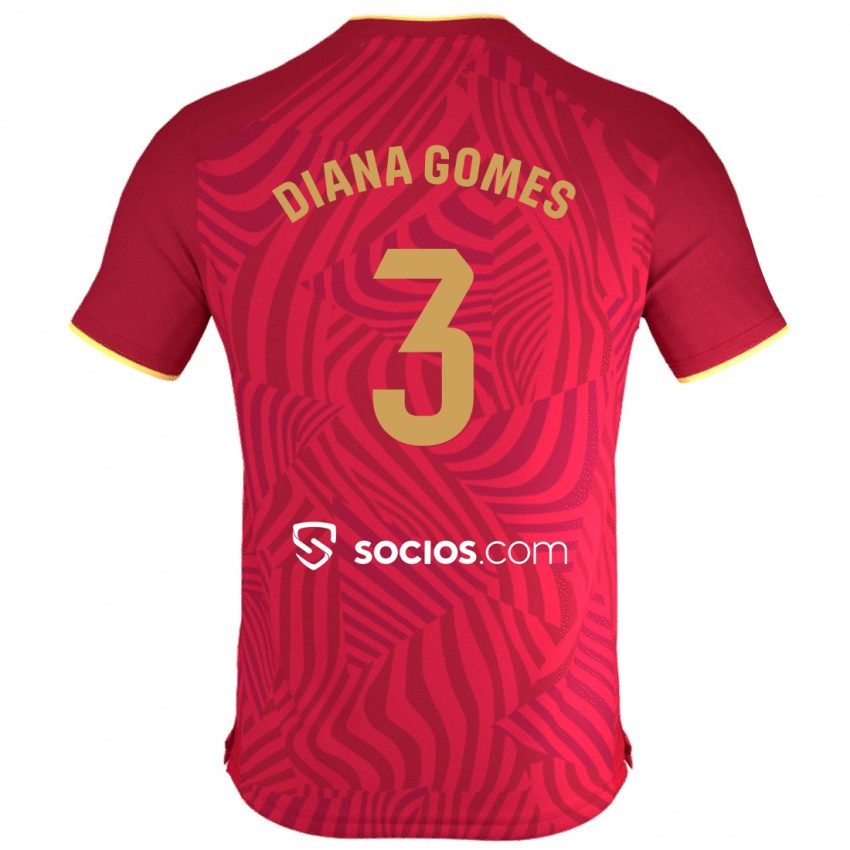 Mujer Camiseta Diana Catarina Ribeiro Gomes #3 Rojo 2ª Equipación 2023/24 La Camisa Argentina