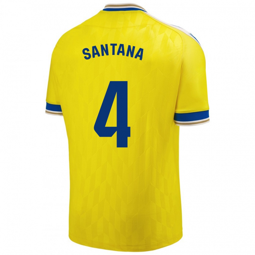 Niño Camiseta María Del Carmen Santana Vázquez #4 Amarillo 1ª Equipación 2023/24 La Camisa Argentina