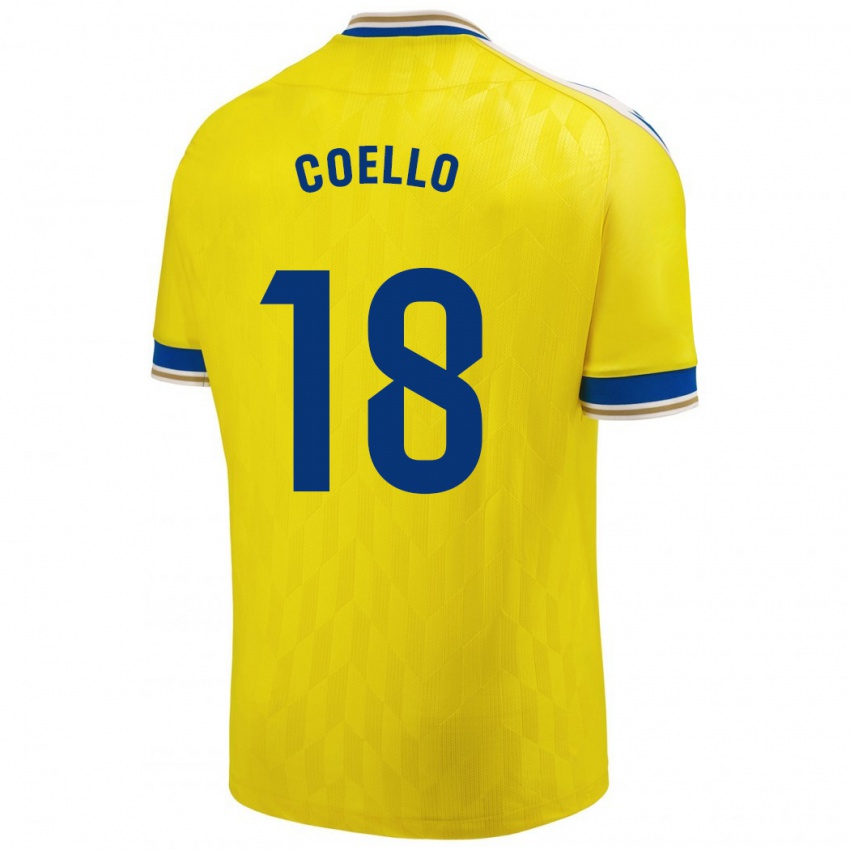 Niño Camiseta María Del Carmen Coello Vidal #18 Amarillo 1ª Equipación 2023/24 La Camisa Argentina