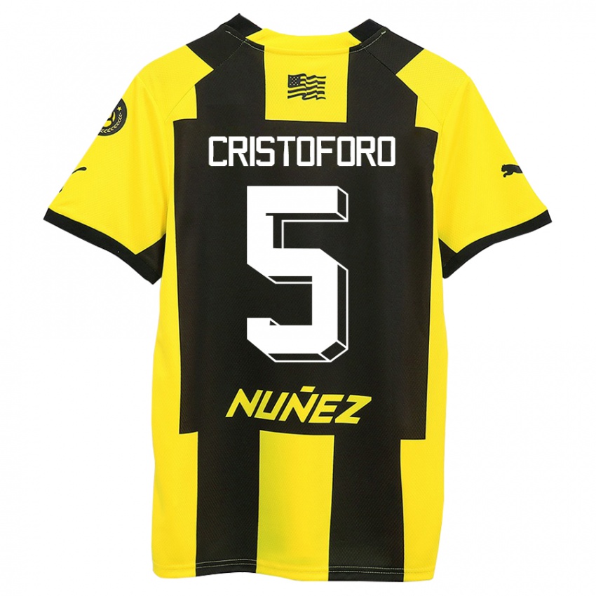 Niño Camiseta Sebastián Cristóforo #5 Amarillo Negro 1ª Equipación 2023/24 La Camisa Argentina