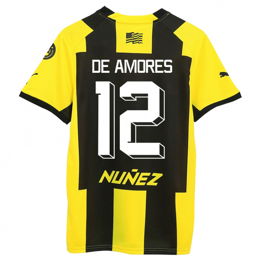 Niño Camiseta Guillermo De Amores #12 Amarillo Negro 1ª Equipación 2023/24 La Camisa Argentina