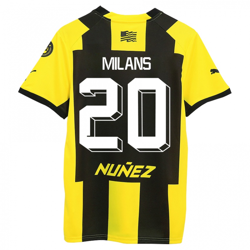 Niño Camiseta Pedro Milans #20 Amarillo Negro 1ª Equipación 2023/24 La Camisa Argentina