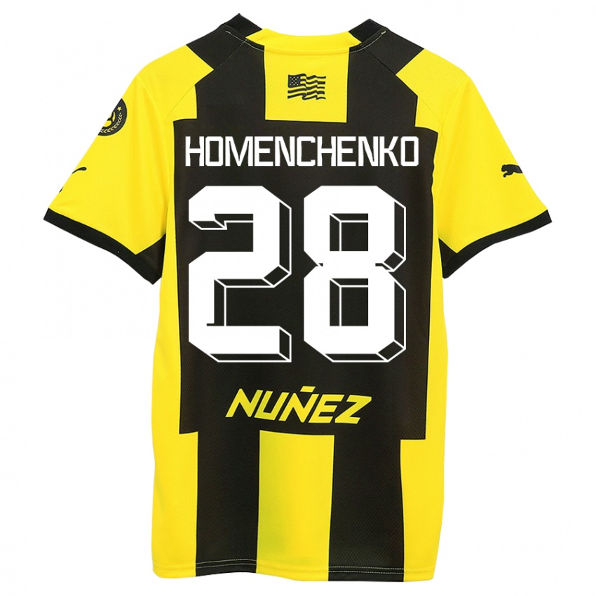 Niño Camiseta Santiago Homenchenko #28 Amarillo Negro 1ª Equipación 2023/24 La Camisa Argentina