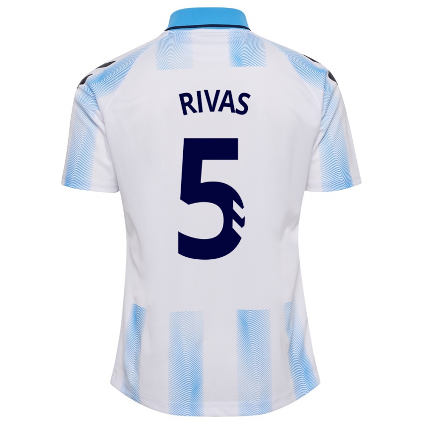 Niño Camiseta Juande Rivas #5 Blanco Azul 1ª Equipación 2023/24 La Camisa Argentina