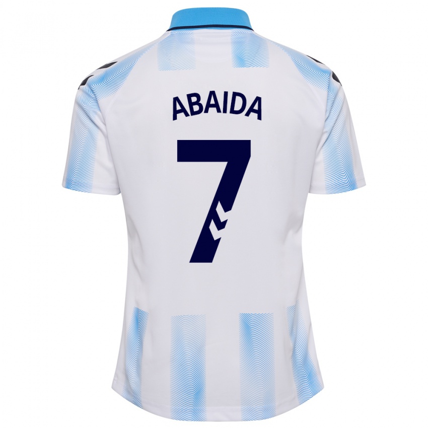 Niño Camiseta Haitam Abaida #7 Blanco Azul 1ª Equipación 2023/24 La Camisa Argentina