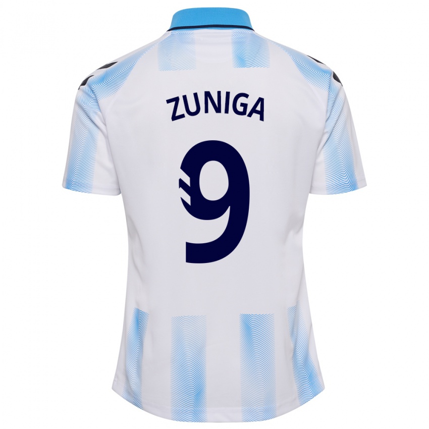 Niño Camiseta Loren Zúñiga #9 Blanco Azul 1ª Equipación 2023/24 La Camisa Argentina