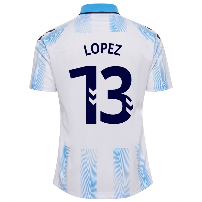 Niño Camiseta Carlos López #13 Blanco Azul 1ª Equipación 2023/24 La Camisa Argentina