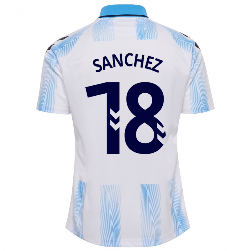 Niño Camiseta Dani Sánchez #18 Blanco Azul 1ª Equipación 2023/24 La Camisa Argentina