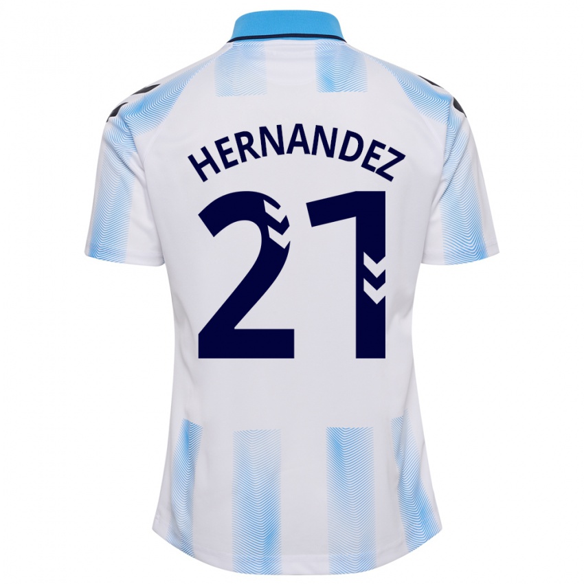 Niño Camiseta Juan Hernández #21 Blanco Azul 1ª Equipación 2023/24 La Camisa Argentina