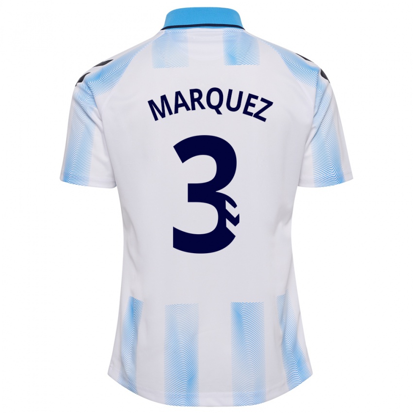 Niño Camiseta David Márquez #3 Blanco Azul 1ª Equipación 2023/24 La Camisa Argentina