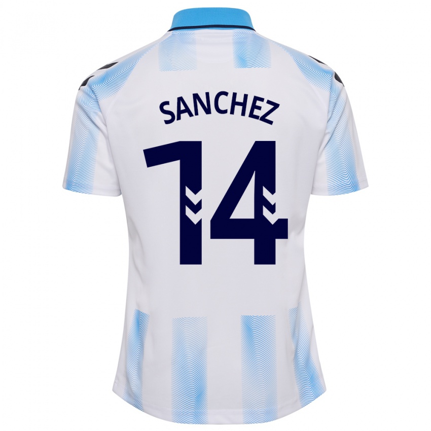 Niño Camiseta Rubén Sánchez #14 Blanco Azul 1ª Equipación 2023/24 La Camisa Argentina