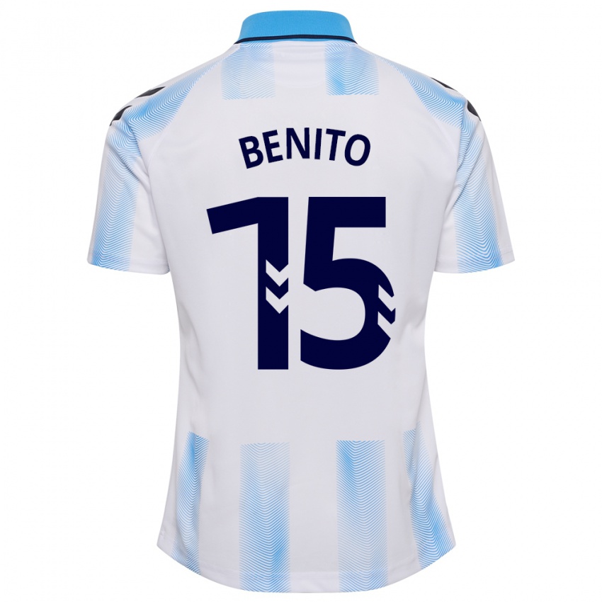 Niño Camiseta Iván Benito #15 Blanco Azul 1ª Equipación 2023/24 La Camisa Argentina