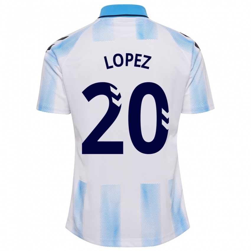 Niño Camiseta Adri López #20 Blanco Azul 1ª Equipación 2023/24 La Camisa Argentina