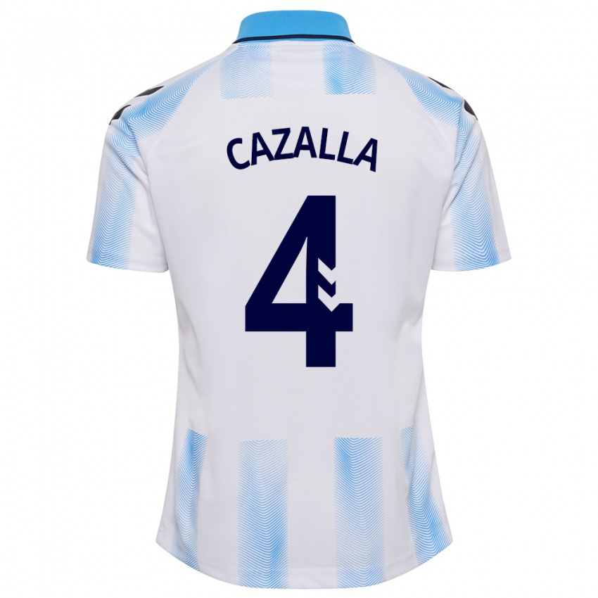 Niño Camiseta Marta Cazalla #4 Blanco Azul 1ª Equipación 2023/24 La Camisa Argentina