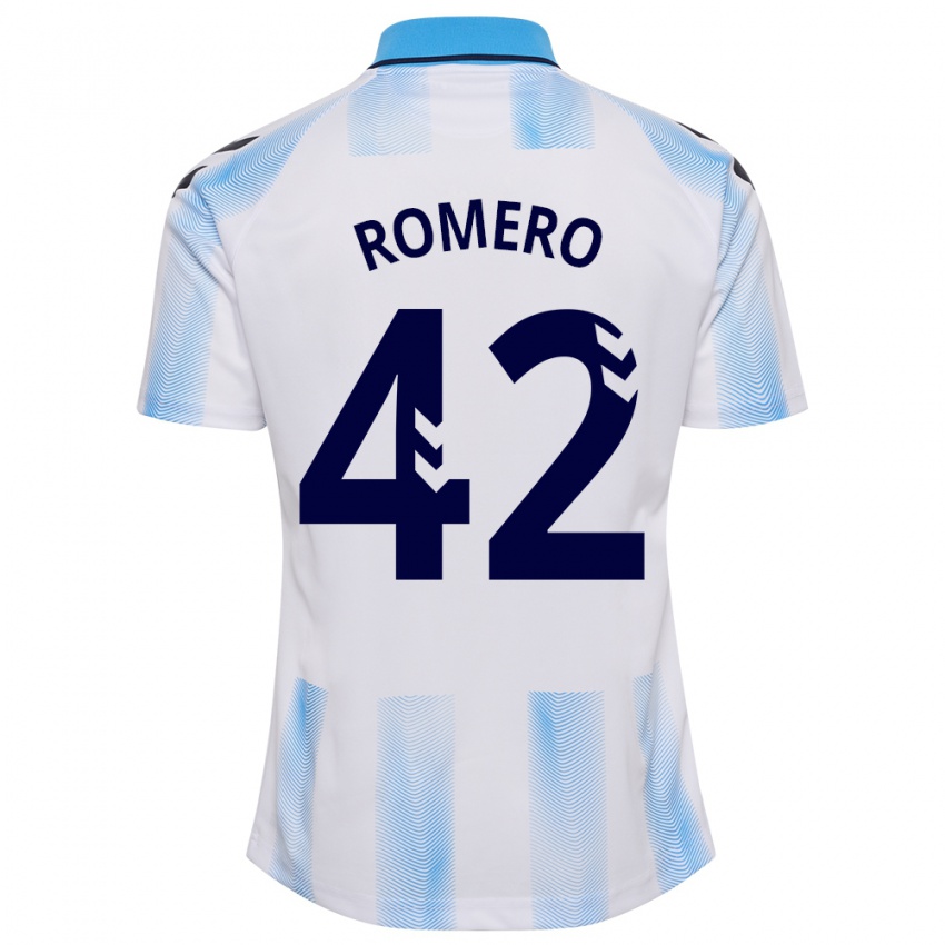 Niño Camiseta Andrea Romero #42 Blanco Azul 1ª Equipación 2023/24 La Camisa Argentina