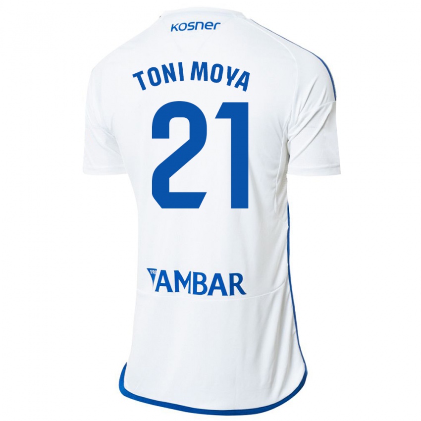 Niño Camiseta Toni Moya #21 Blanco 1ª Equipación 2023/24 La Camisa Argentina
