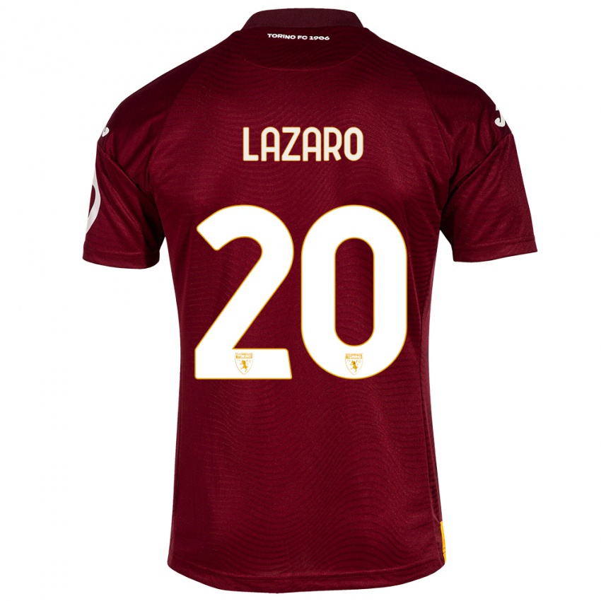 Niño Camiseta Valentino Lazaro #20 Rojo Oscuro 1ª Equipación 2023/24 La Camisa Argentina