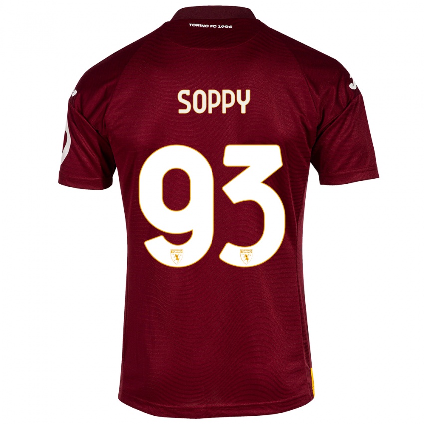 Niño Camiseta Brandon Soppy #93 Rojo Oscuro 1ª Equipación 2023/24 La Camisa Argentina