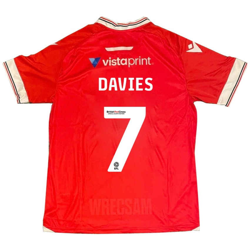 Niño Camiseta Jordan Davies #7 Rojo 1ª Equipación 2023/24 La Camisa Argentina