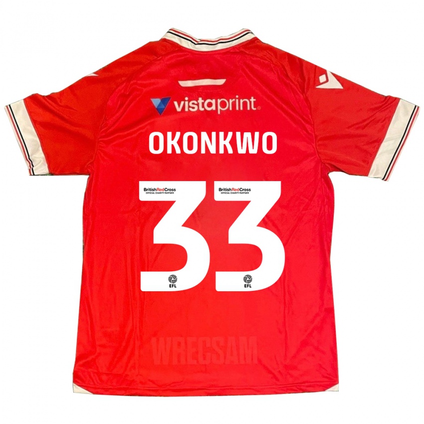 Niño Camiseta Arthur Okonkwo #33 Rojo 1ª Equipación 2023/24 La Camisa Argentina