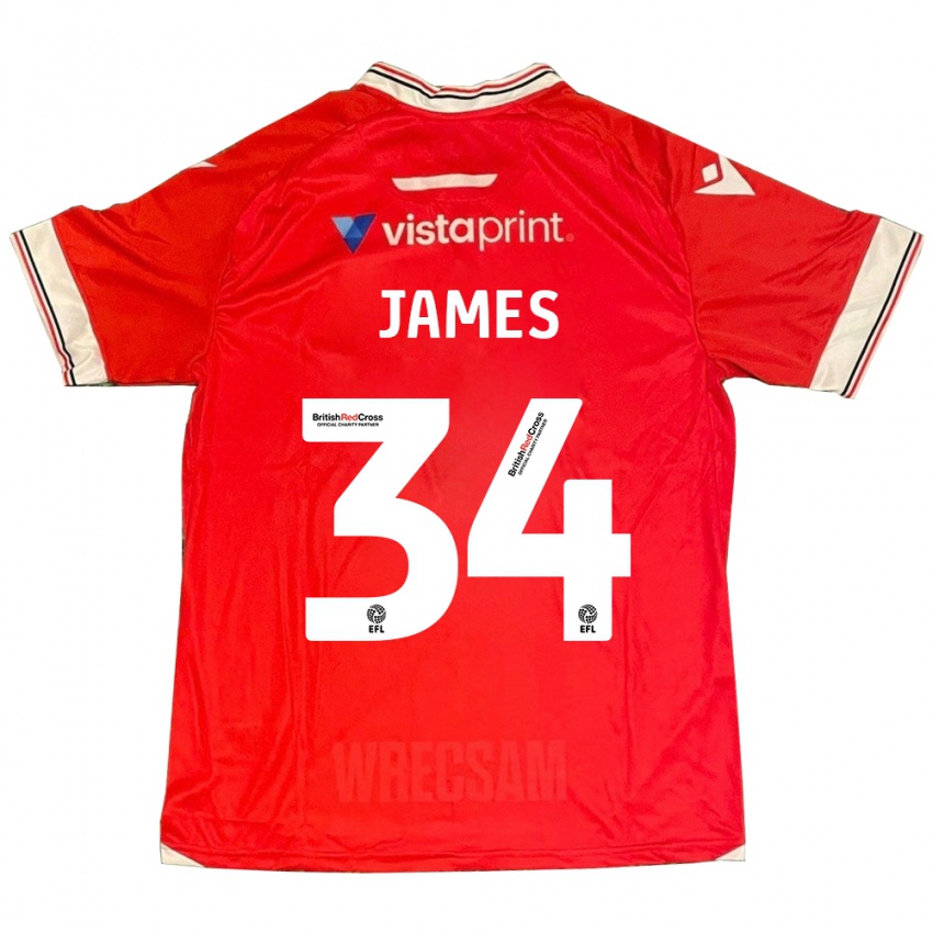 Niño Camiseta Aaron James #34 Rojo 1ª Equipación 2023/24 La Camisa Argentina