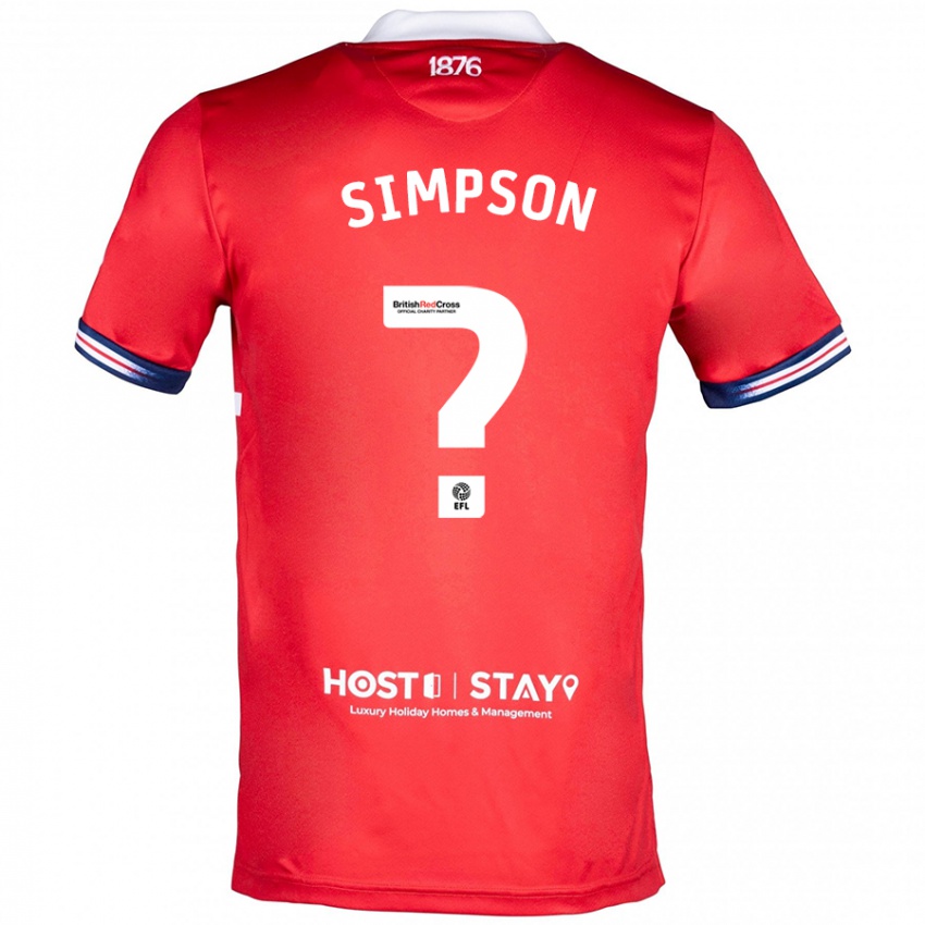 Niño Camiseta Nathan Simpson #0 Rojo 1ª Equipación 2023/24 La Camisa Argentina