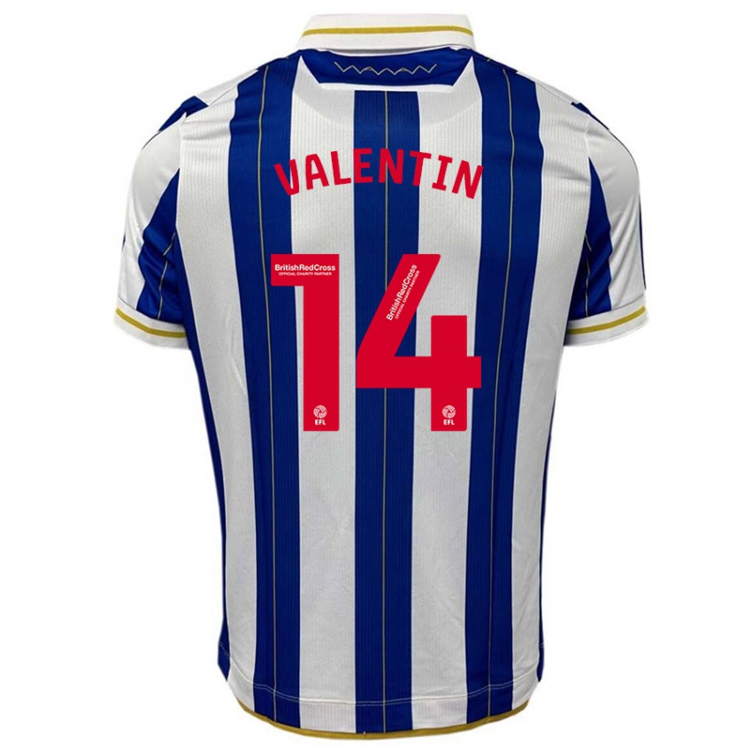 Niño Camiseta Pol Valentín #14 Azul Blanco 1ª Equipación 2023/24 La Camisa Argentina