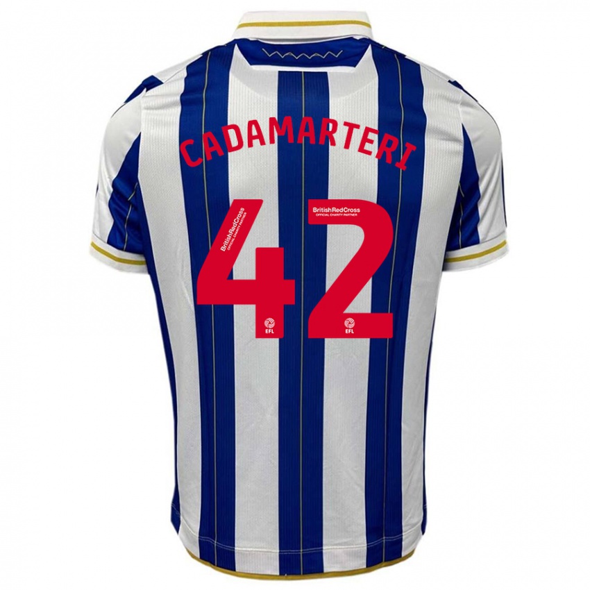 Niño Camiseta Bailey Cadamarteri #42 Azul Blanco 1ª Equipación 2023/24 La Camisa Argentina